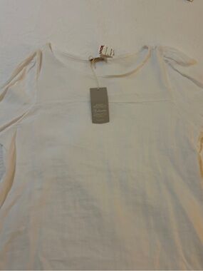 Bellambra Women's Linen Lightweight White 3/4-Sleeve Tunic Top